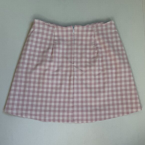 Altar'd State Pink Gingham Mini Skirt – Plaid A-Line High Waist Skirt - Picture 2 of 2